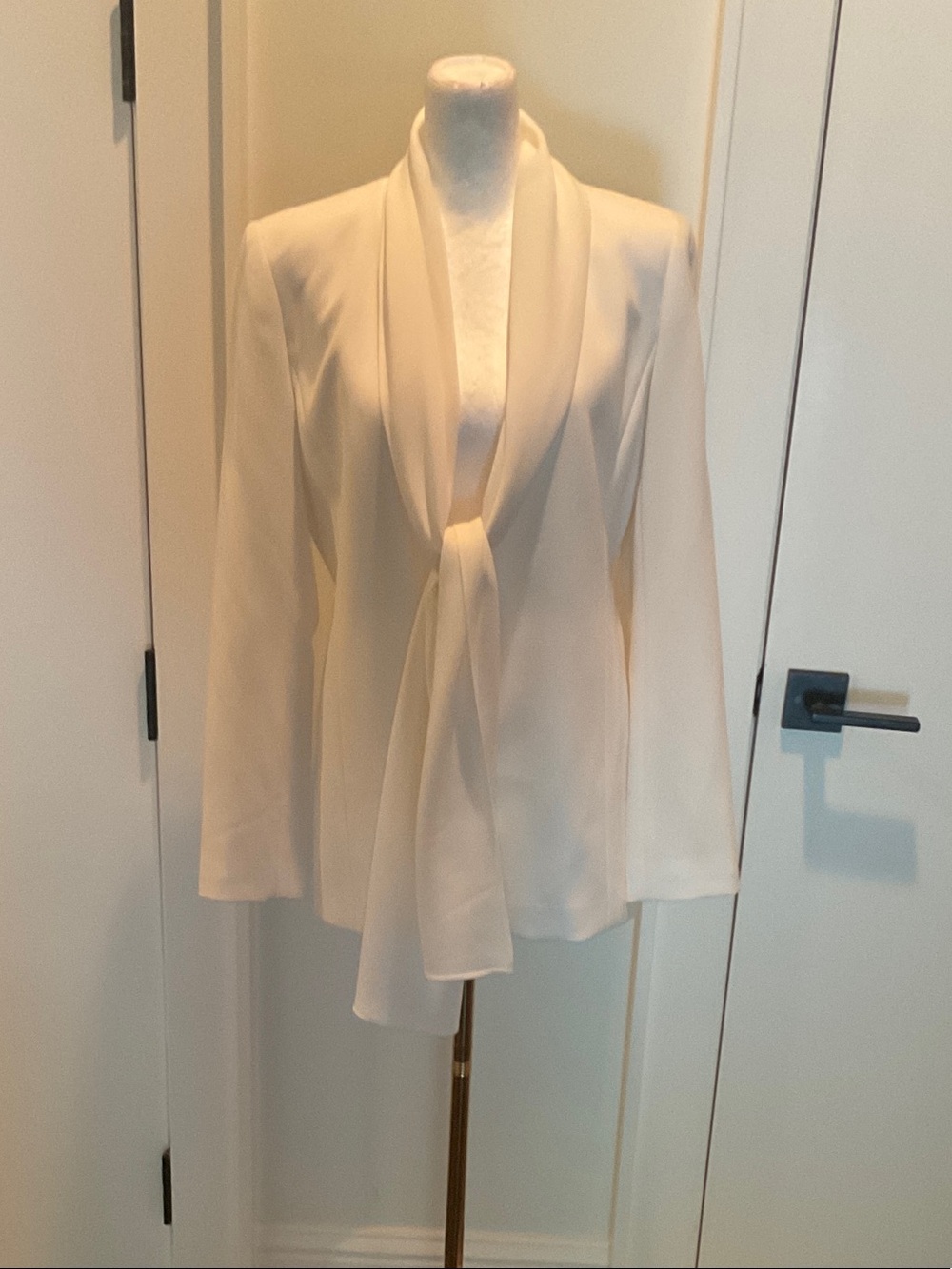 Lafayette 148 New York Cream Tie-Front Bomber Jacket